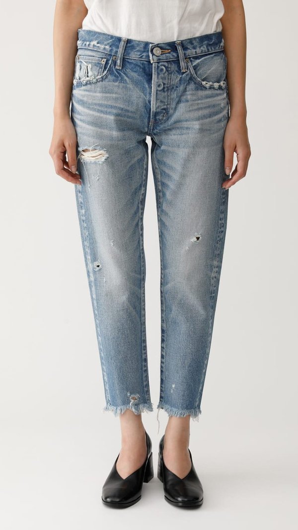 Moussy Kelley Tapered Distressed Jeans - Light Blue Moussy Kelley Tapered Distressed Jeans - Light Blue