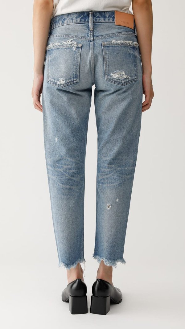 Moussy Kelley Tapered Distressed Jeans - Light Blue Moussy Kelley Tapered Distressed Jeans - Light Blue