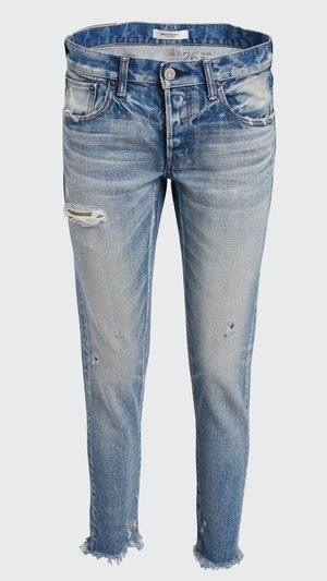 Moussy Kelley Tapered Distressed Jeans - Light Blue Moussy Kelley Tapered Distressed Jeans - Light Blue