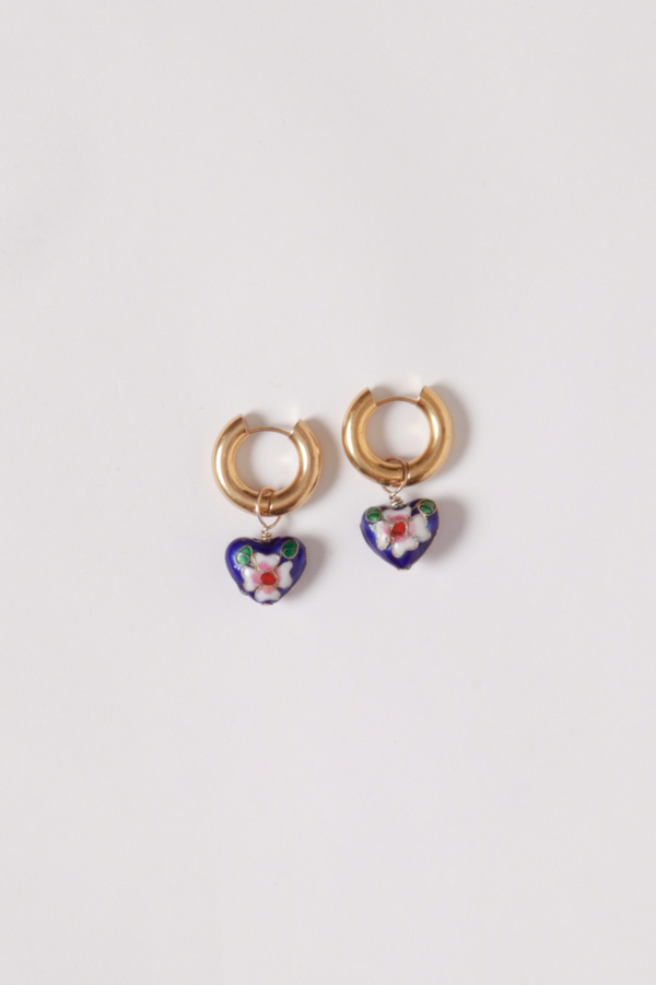 Et Toi Enameled Roma Heart Earrings - Brass Et Toi Enameled Roma Heart Earrings - Brass