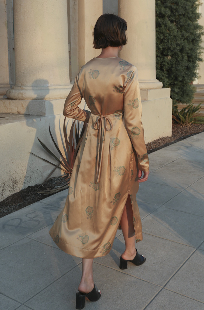 Horses Atelier ButtonFront Tie Dress in Gold Peony Garmentory
