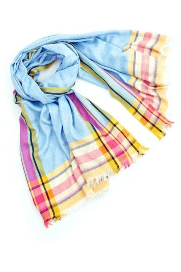M.Patmos Border Scarf - Blue Combo M.Patmos Border Scarf - Blue Combo