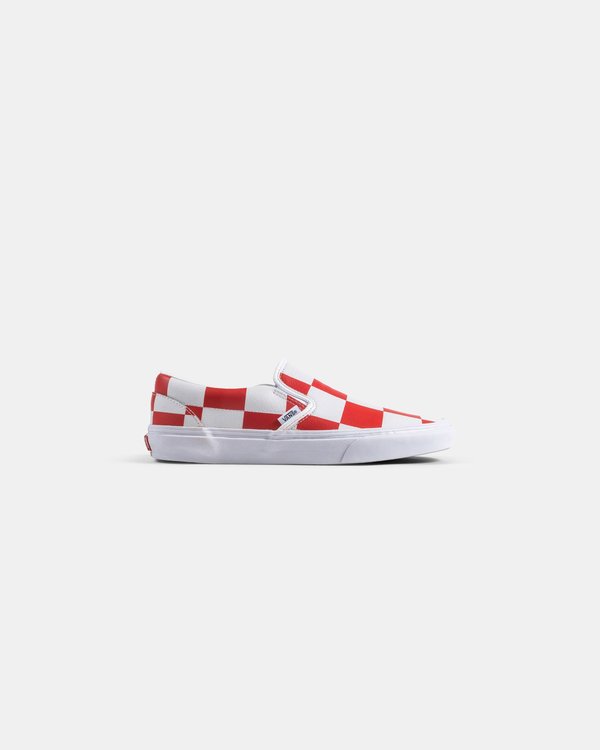 VANS Classic Slip On Leather Check Shoe - white/red VANS Classic Slip On Leather Check Shoe - white/red