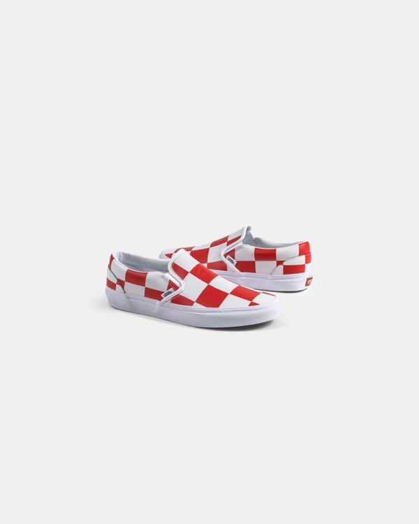 VANS Classic Slip On Leather Check Shoe - white/red VANS Classic Slip On Leather Check Shoe - white/red