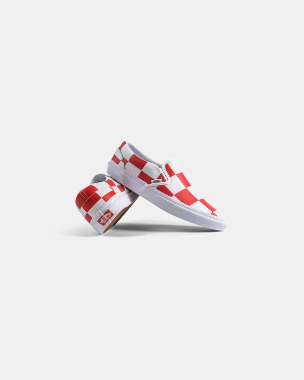 VANS Classic Slip On Leather Check Shoe - white/red VANS Classic Slip On Leather Check Shoe - white/red