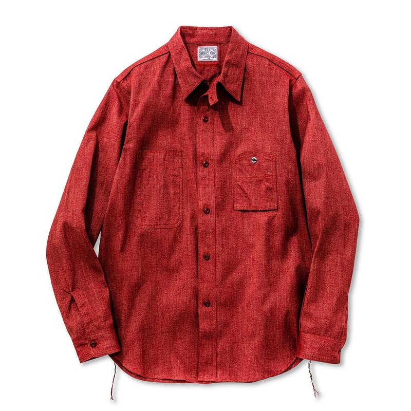 THE REAL M cCOY’sネルシャツ(XL) 8HOUR UNION The Real McCoy's 8 HOUR UNION CHAMBRAY WORK SHIRT - RED