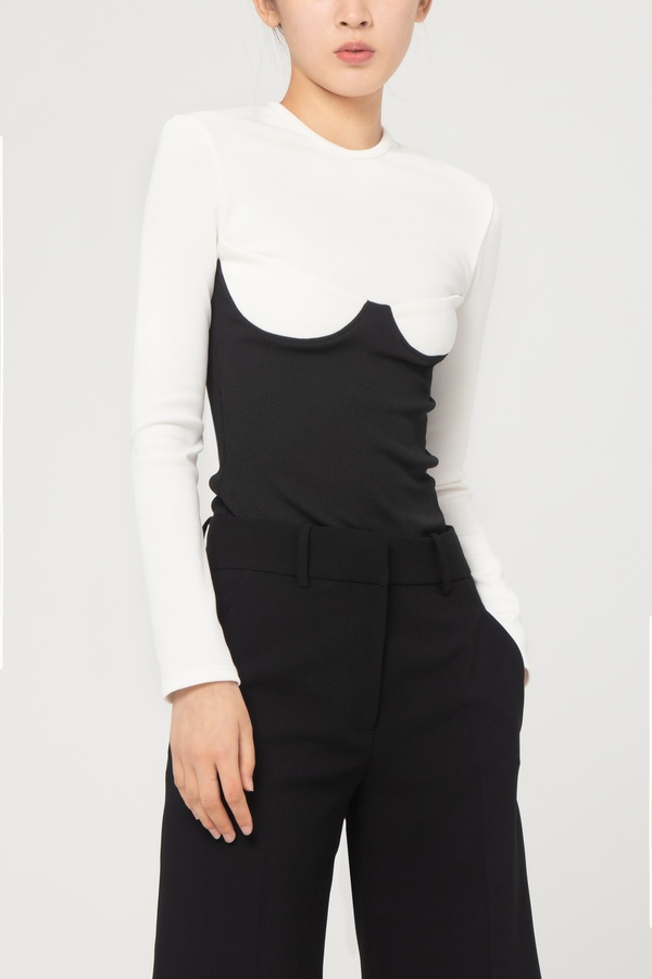 Christopher Esber L/SLV INBUILT BRA TOP - WHITE/BLACK Christopher Esber L/SLV INBUILT BRA TOP - WHITE/BLACK