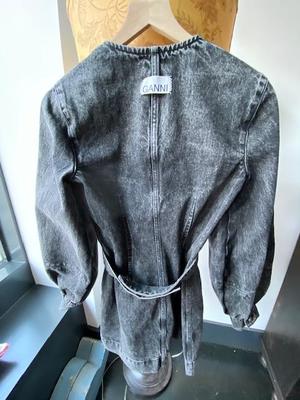 ganni vintage washed denim mini dress Ganni Vintage Washed Denim Mini Dress in Mid Blue Vintage