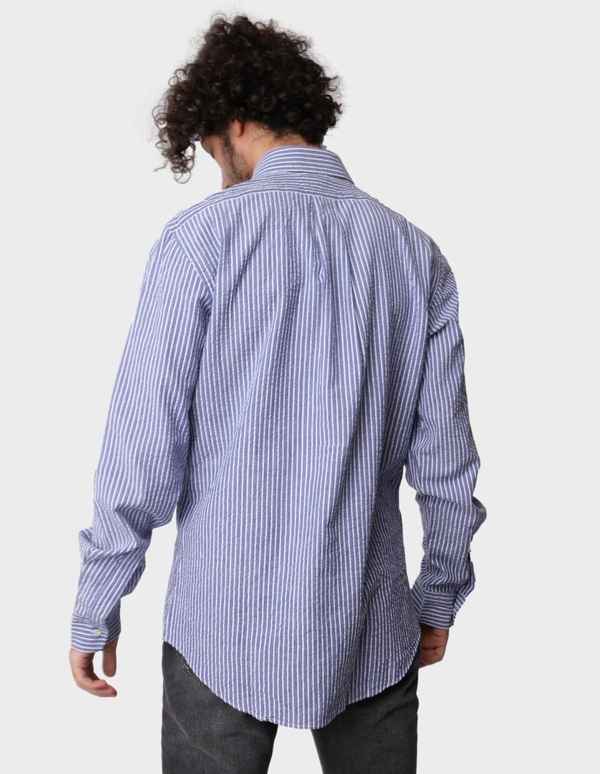 Aspesi Striped Seersucker Shirt - Navy Aspesi Striped Seersucker Shirt - Navy
