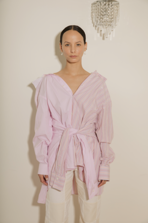 APPLE SAVE Cotton Twin Shirt - Pink/White APPLE SAVE Cotton Twin Shirt - Pink/White