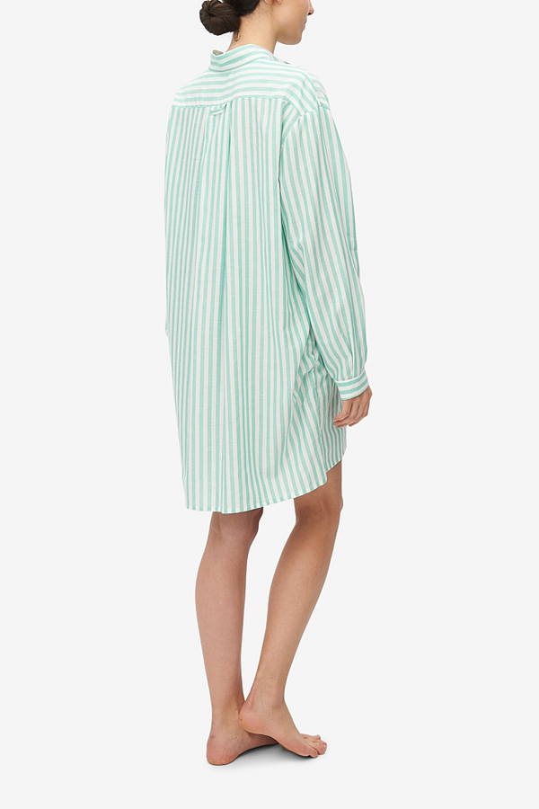 The Sleep Shirt Short Sleep Shirt - Green Stripe Twill The Sleep Shirt Short Sleep Shirt - Green Stripe Twill