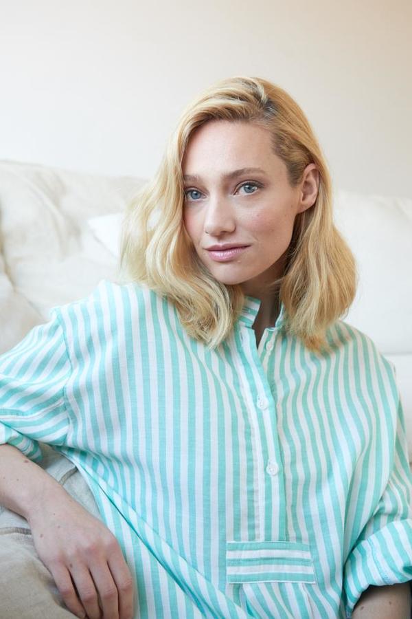 The Sleep Shirt Short Sleep Shirt - Green Stripe Twill The Sleep Shirt Short Sleep Shirt - Green Stripe Twill