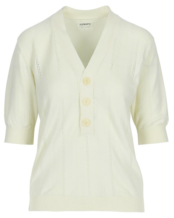 Aymara Kara Knitted Polo Shirt - Ecru Aymara Kara Knitted Polo Shirt - Ecru