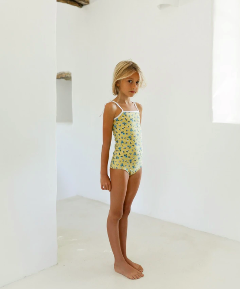 Kids Yoli & Otis Fedor Swimmer - Mustard Floral | Garmentory