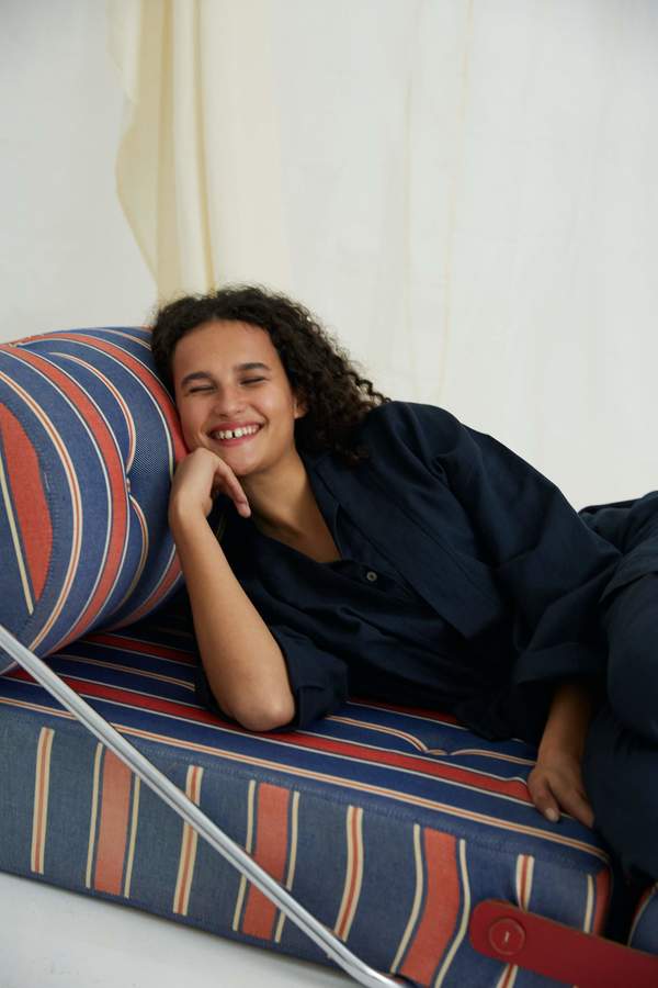 General Sleep Organic Cotton Linen Everyone Robe - Navy General Sleep Organic Cotton Linen Everyone Robe - Navy
