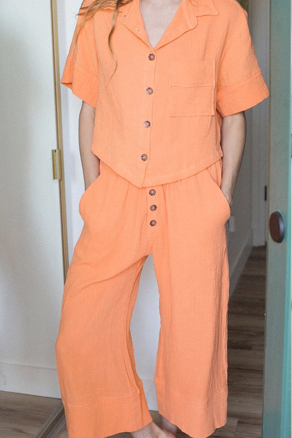 BACK BEAT RAGS Organic Cotton Pajama Top - Tangerine BACK BEAT RAGS Organic Cotton Pajama Top - Tangerine