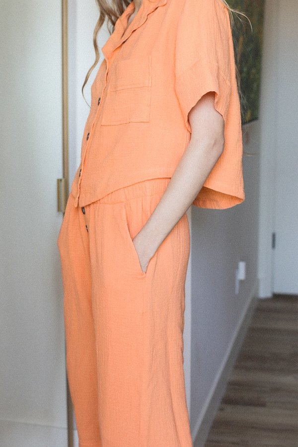 BACK BEAT RAGS Organic Cotton Pajama Top - Tangerine BACK BEAT RAGS Organic Cotton Pajama Top - Tangerine