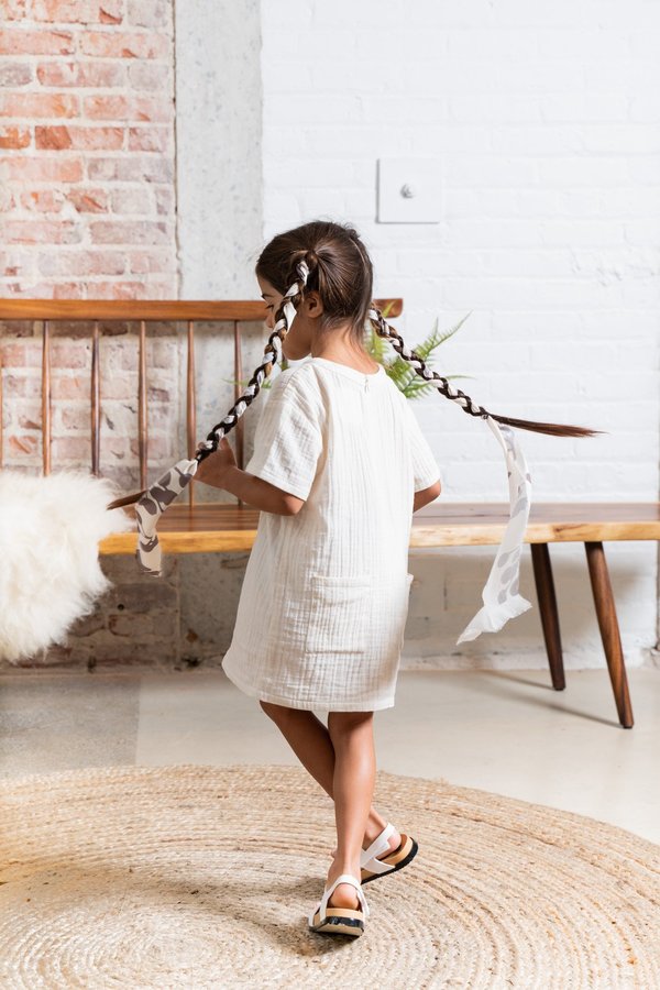 Kids Gauze Shift Dress - White Kids Gauze Shift Dress - White