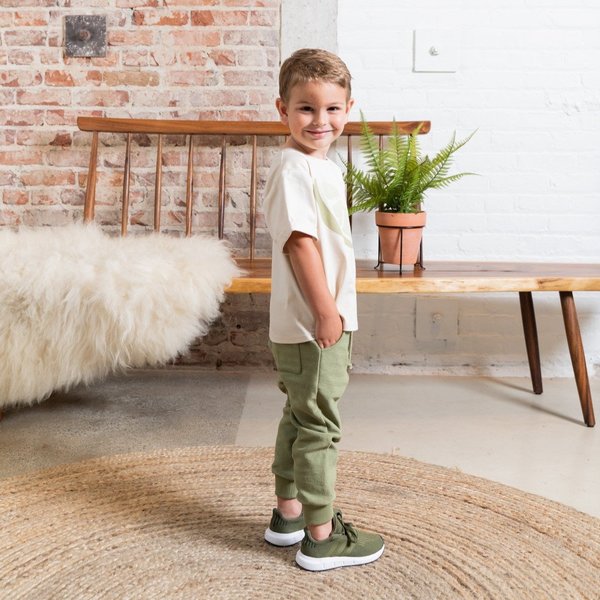 kids Omamimini Textured Terry Sweatpants - Olive kids Omamimini Textured Terry Sweatpants - Olive