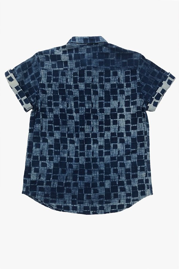 Raga Man Indigo SS Button Down Shirt - Squares Raga Man Indigo SS Button Down Shirt - Squares