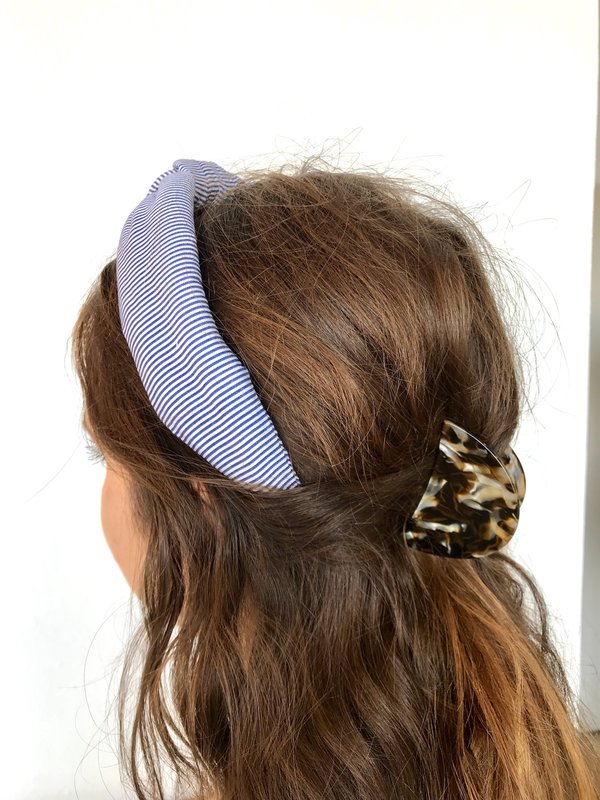 LeLe Sadoughi STRIPED KNOTTED HEADBAND - OCEAN BLUE | Garmentory display picture 1
