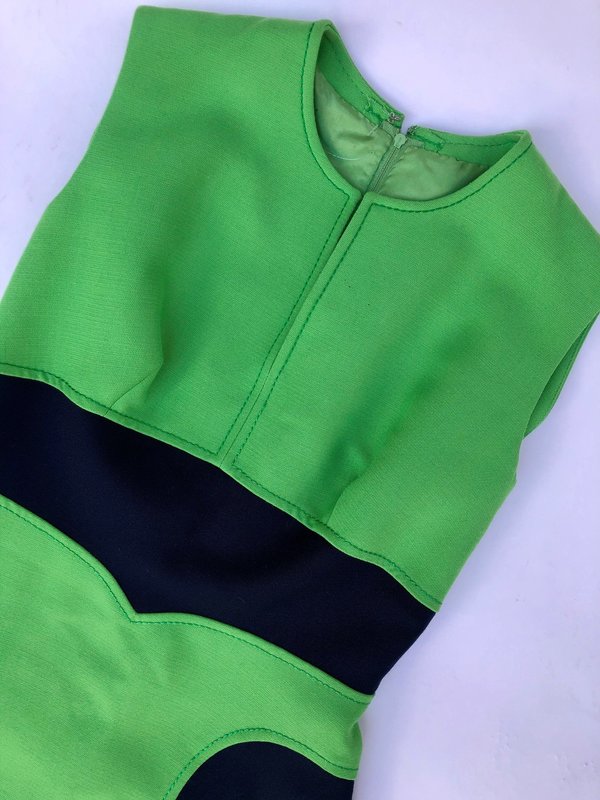 VINTAGE MOD 60’S DRESS - GREEN/NAVY VINTAGE MOD 60’S DRESS - GREEN/NAVY