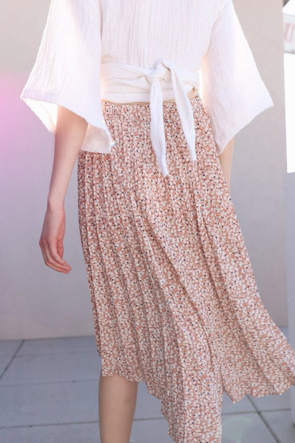 Lush Floral Pleated Midi Skirt - Peach Lush Floral Pleated Midi Skirt - Peach