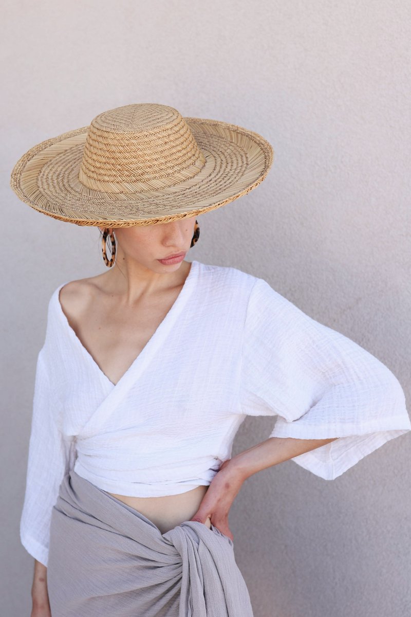 The Handloom Gauzy Cotton Wrap Top - White | Garmentory