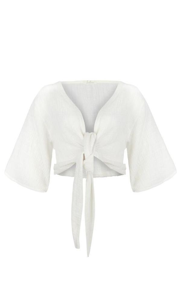 Organic cotton wrap top（white） Zara Wrap Top White Size L | eBay