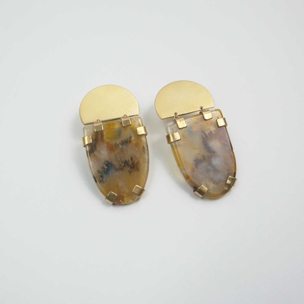 Mesa Kosmos Earrings - Agate/Brass Mesa Kosmos Earrings - Agate/Brass