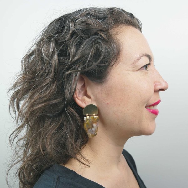Mesa Kosmos Earrings - Agate/Brass Mesa Kosmos Earrings - Agate/Brass
