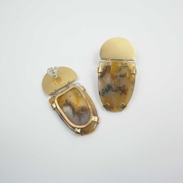 Mesa Kosmos Earrings - Agate/Brass Mesa Kosmos Earrings - Agate/Brass