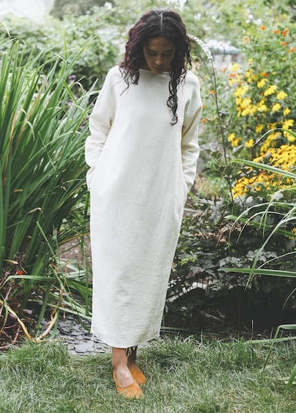 Black Crane - Quilted Long Dress in Cream Black Crane - Quilted Long Dress in Cream