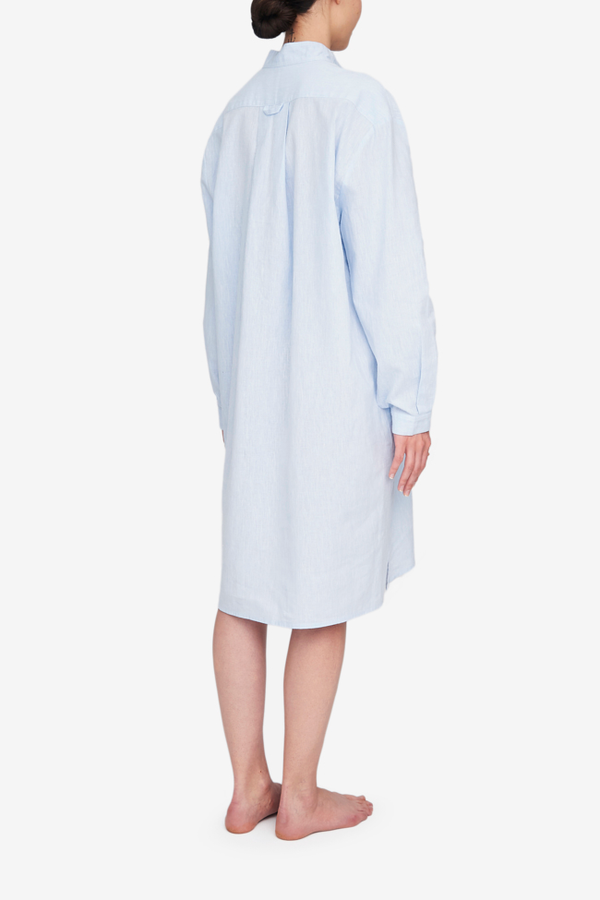 The Sleep Shirt Long Sleep Shirt - Capri Blue Linen Blend The Sleep Shirt Long Sleep Shirt - Capri Blue Linen Blend