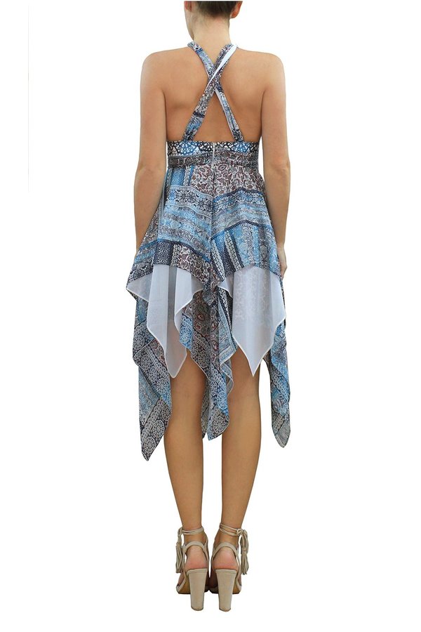 MARILIA CHRISTINA ASYMMETRIC PRINTED SILK DRESS MARILIA CHRISTINA ASYMMETRIC PRINTED SILK DRESS