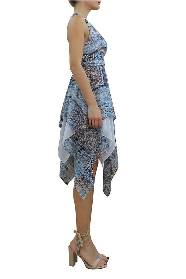 MARILIA CHRISTINA ASYMMETRIC PRINTED SILK DRESS MARILIA CHRISTINA ASYMMETRIC PRINTED SILK DRESS