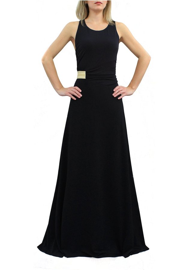 MARILIA CHRISTINA BACKLESS DRESS WITH GOLDEN DETAIL - Black MARILIA CHRISTINA BACKLESS DRESS WITH GOLDEN DETAIL - Black