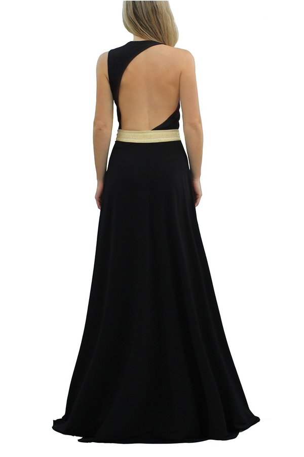 MARILIA CHRISTINA BACKLESS DRESS WITH GOLDEN DETAIL - Black MARILIA CHRISTINA BACKLESS DRESS WITH GOLDEN DETAIL - Black