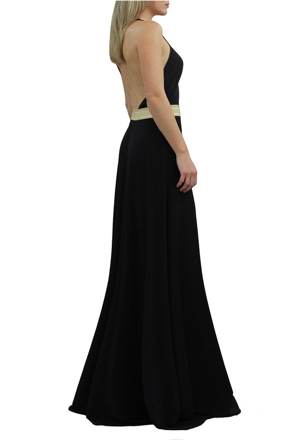 MARILIA CHRISTINA BACKLESS DRESS WITH GOLDEN DETAIL - Black MARILIA CHRISTINA BACKLESS DRESS WITH GOLDEN DETAIL - Black