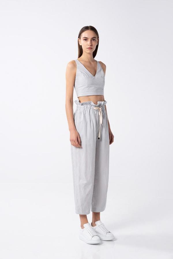 AISHA DIRI CROP TOP - Grey/White AISHA DIRI CROP TOP - Grey/White