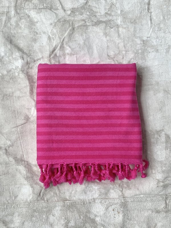 Cuttalossa & Co. Overdyed Retro Stripe Pestemal - Fuchsia Cuttalossa & Co. Overdyed Retro Stripe Pestemal - Fuchsia