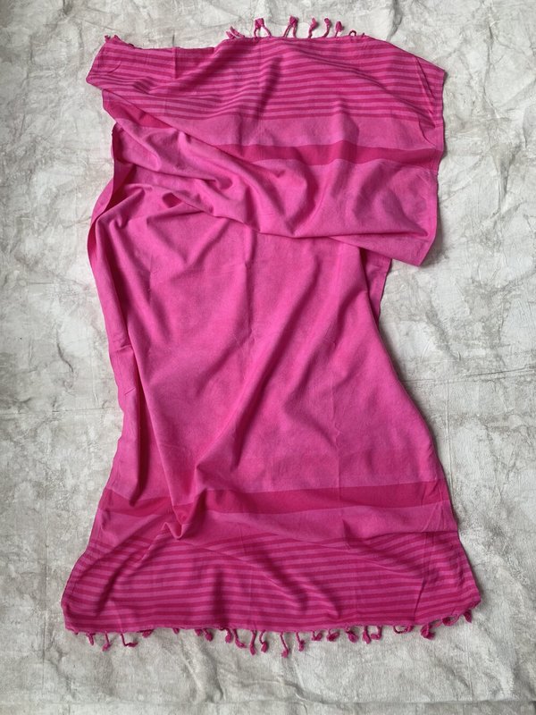 Cuttalossa & Co. Overdyed Retro Stripe Pestemal - Fuchsia Cuttalossa & Co. Overdyed Retro Stripe Pestemal - Fuchsia