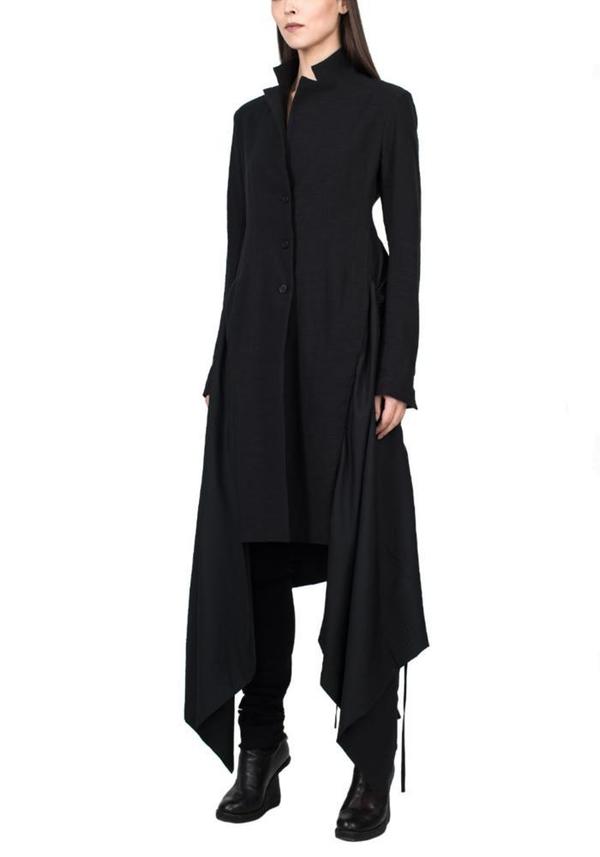 Drawstring Detail Long Jacket - black Drawstring Detail Long Jacket - black