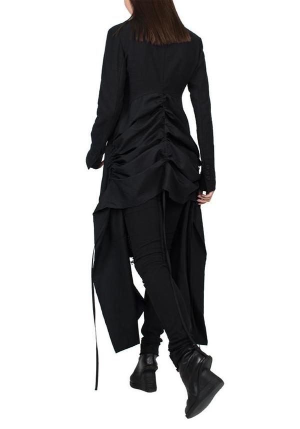 Drawstring Detail Long Jacket - black Drawstring Detail Long Jacket - black
