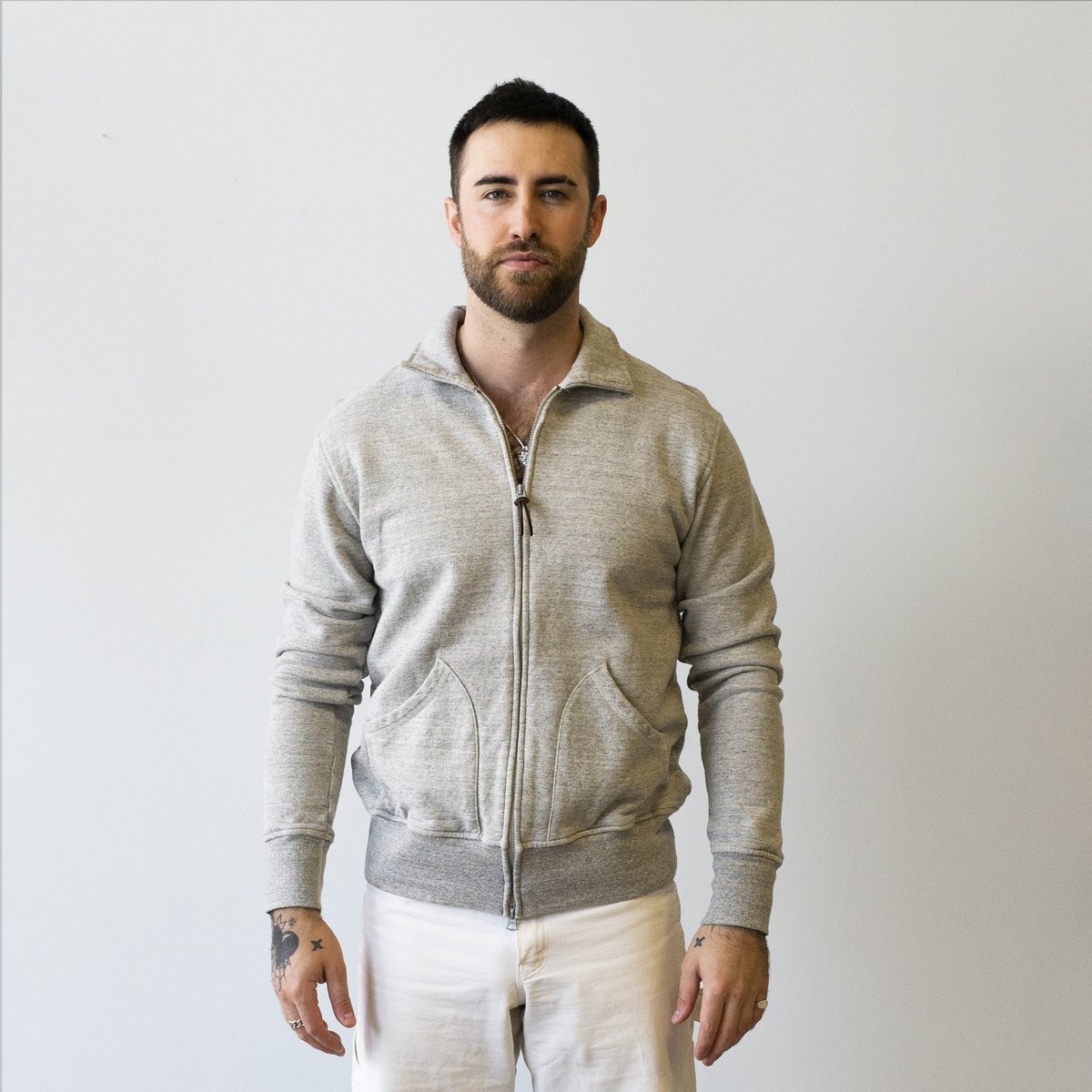 National Athletic Goods Full Zip Campus Mock Twist Terry - Mid Grey - Image 1 of 4