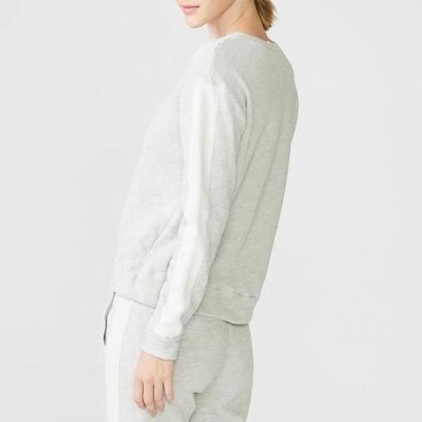 Monrow Relaxed Sweatshirt With Stripes - OAT Monrow Relaxed Sweatshirt With Stripes - OAT