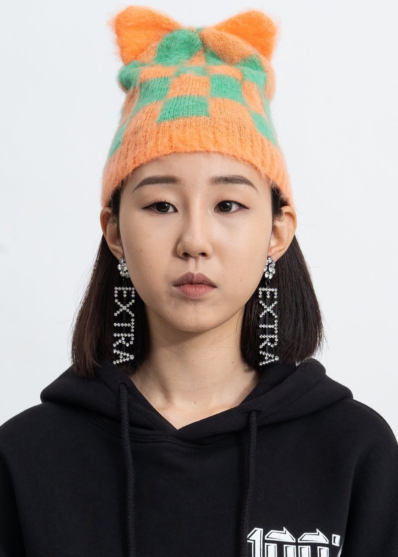 Ashley Williams Check Cat Hat - Mint/Orange | Garmentory
