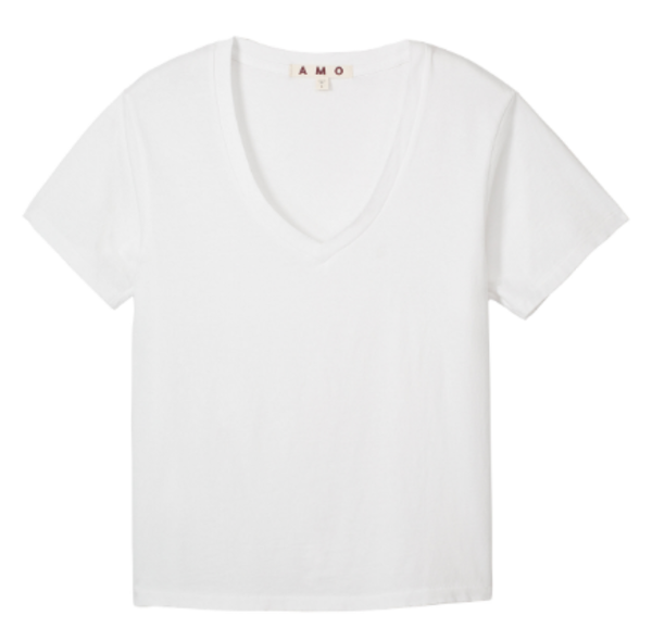 amo denim AMO V Neck Tee - white amo denim AMO V Neck Tee - white