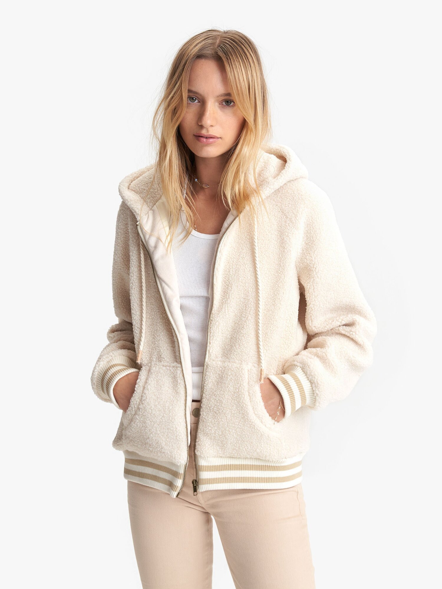 Mother Denim The Zip Up Hoodie - ivory 