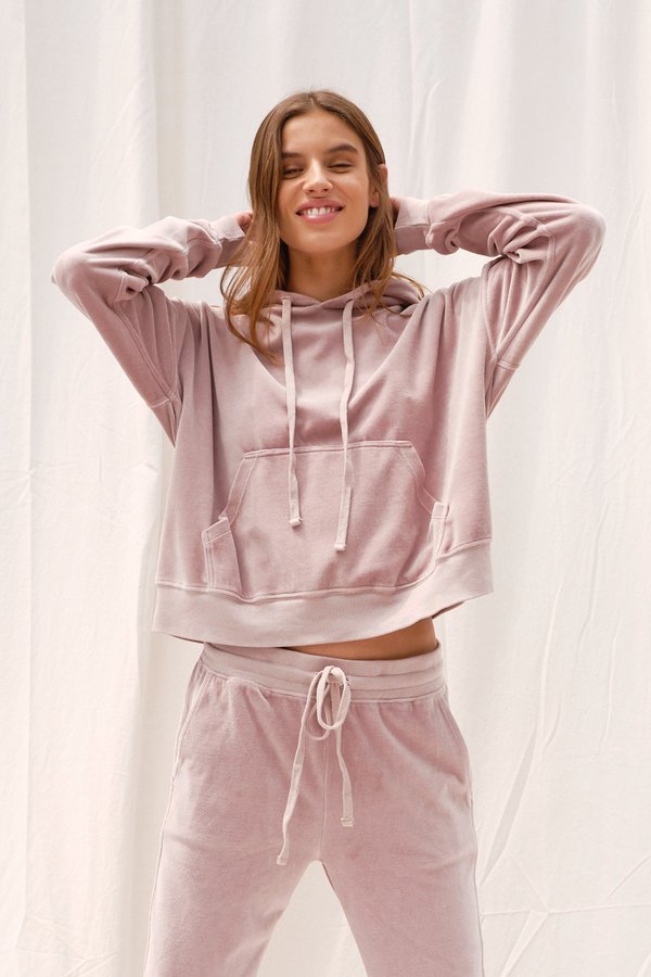 amo denim Velour Hoodie - fawn amo denim Velour Hoodie - fawn